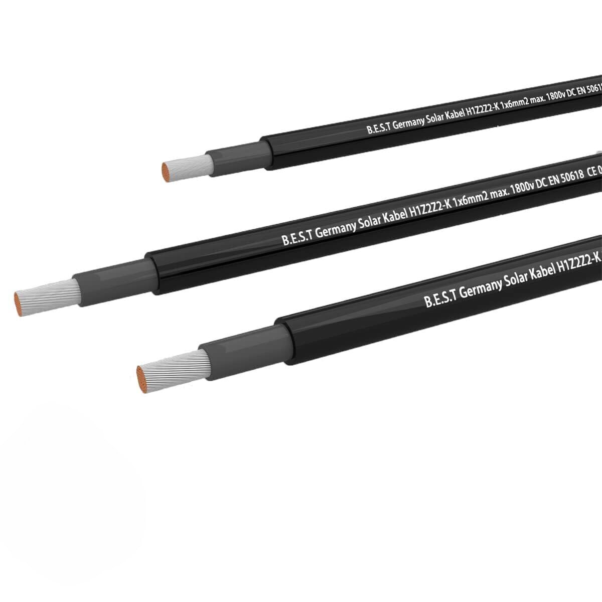 Solarkabel 6 mm² – 100 m, UV-beständig, flexible Photovoltaikleitung, Schwarz, TÜV-zertifiziert