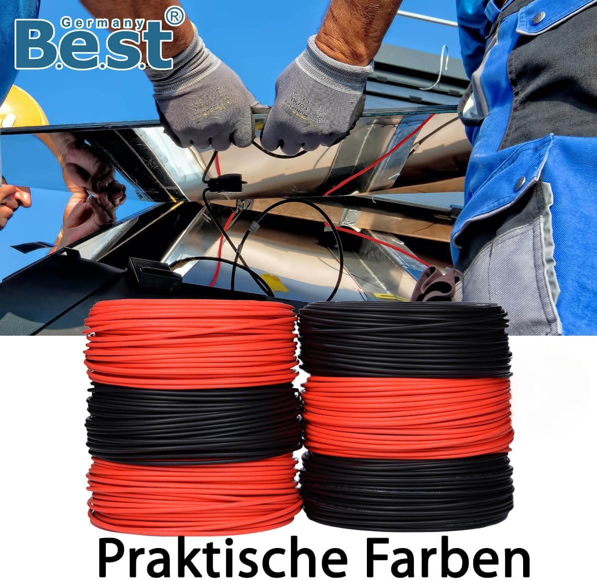 Solarkabel 6 mm² – 100 Meter – Rot – UV-beständig, flexibel, TÜV-zertifiziert für Photovoltaikanlagen