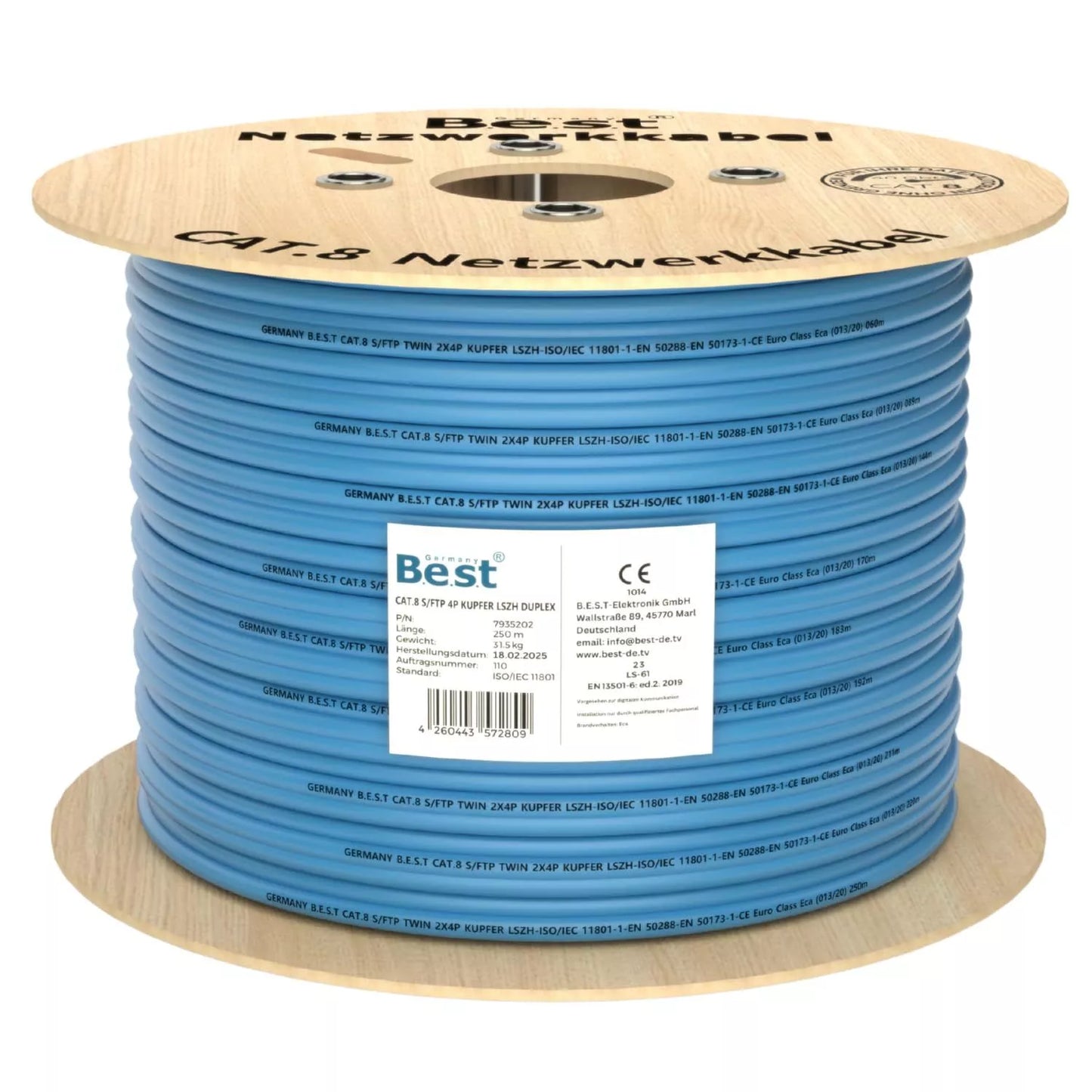 250m Cat.8 Duplex Netzwerkkabel Verlegekabel 40 Gbit/s