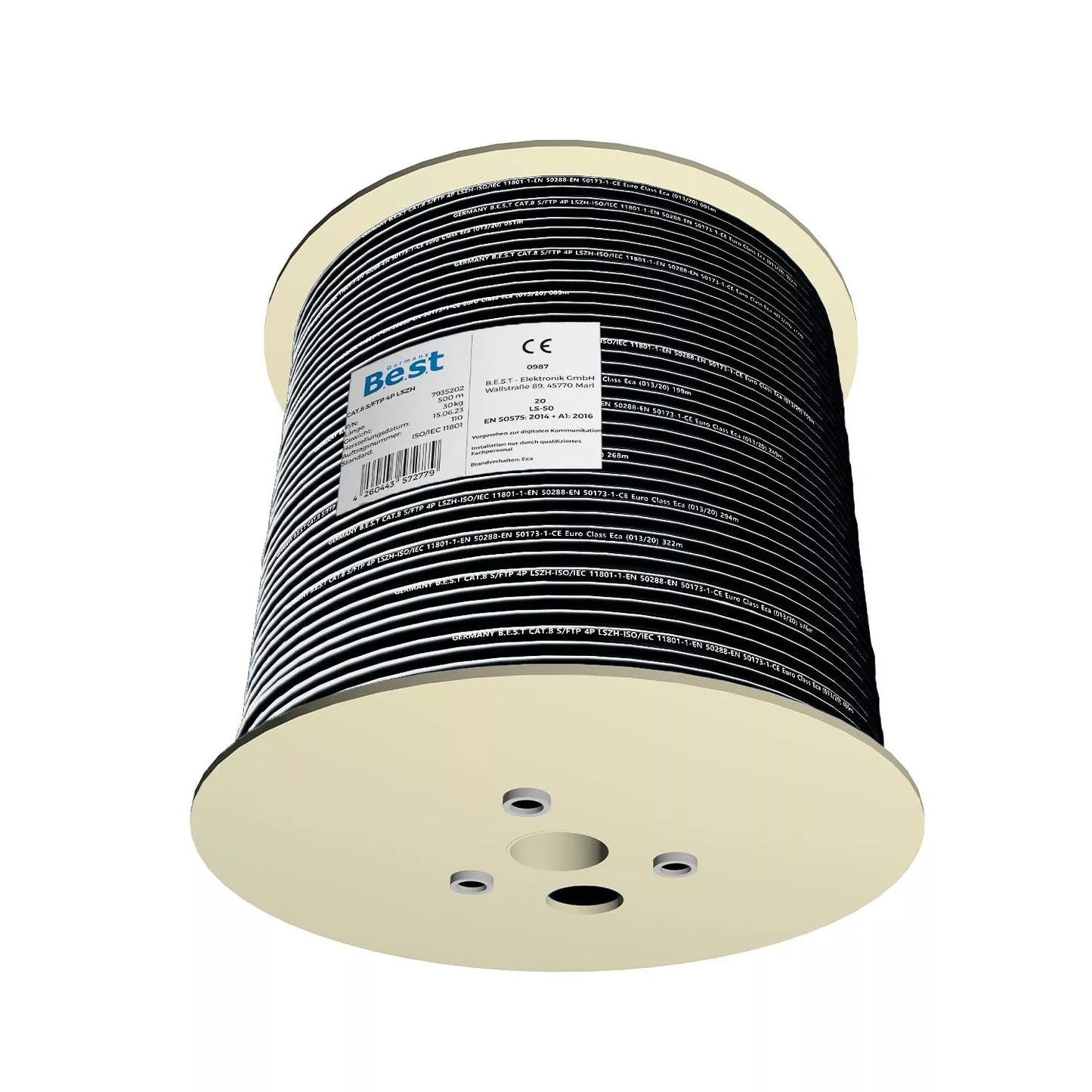 Germany B.e.s.t 500m CAT 8 Outdoor Netzwerkkabel Verlegekabel Halogenfrei Installationskabel 40 Gbit/s CAT8 Verkabelung Netzwerk Datenkabel CAT8.1 LAN