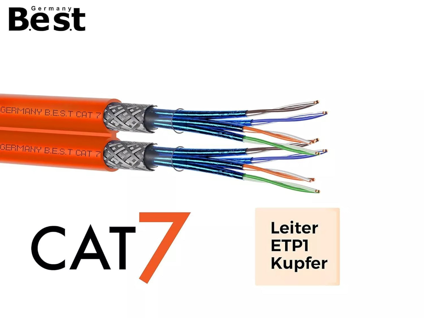 250m Germany B.e.s.t CAT 7 Verlegekabel Duplex Best Gigabit Netzwerkkabel Kupfer LAN 1000Mhz S/FTP Kat 7