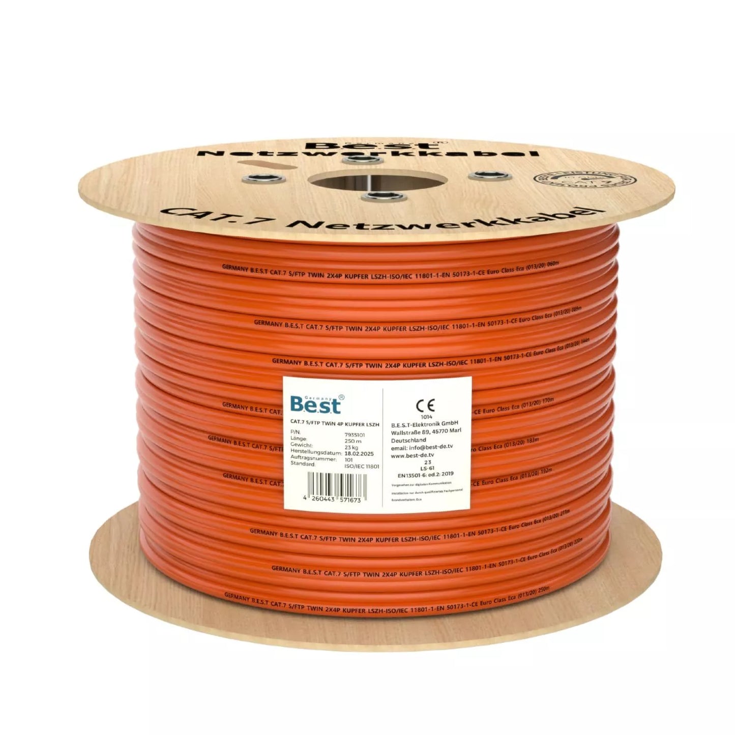250m Germany B.e.s.t CAT 7 Verlegekabel Duplex Best Gigabit Netzwerkkabel Kupfer LAN 1000Mhz S/FTP Kat 7