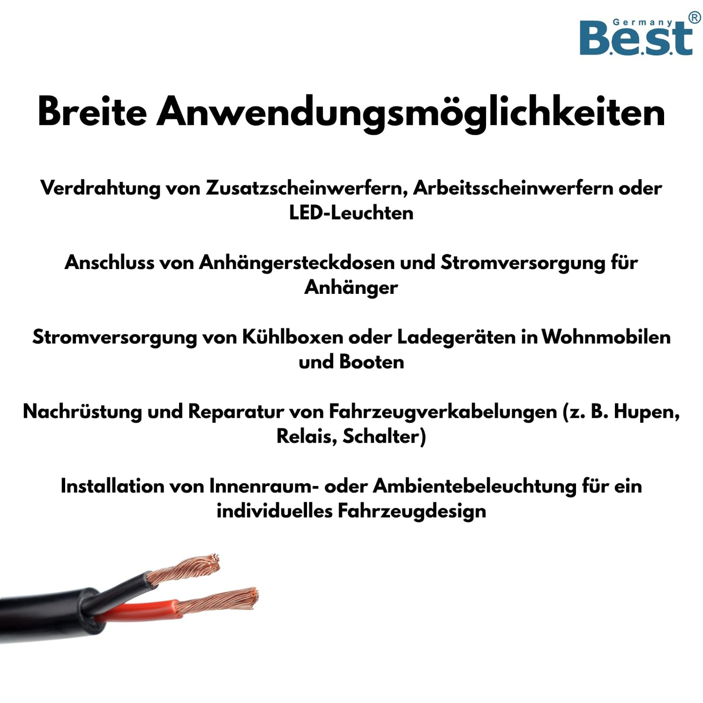 KFZ Stromkabel 2-adrig 1,5mm² Flach – FLRYY FLYYF Kupferleitung