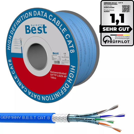 100m CAT 8 Netzwerkkabel Verlegekabel 40 Gbit/s CAT8 Verkabelung Netzwerk Datenkabel CAT8.1 LAN Germany B.e.s.t