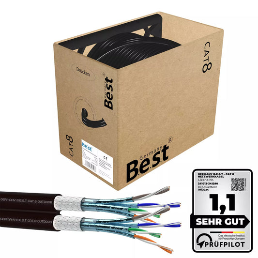 100m CAT 8 Duplex Outdoor Netzwerkkabel Verlegekabel Halogenfrei Installationskabel 40 Gbit/s CAT8 Verkabelung Netzwerk Datenkabel CAT8.1 LAN