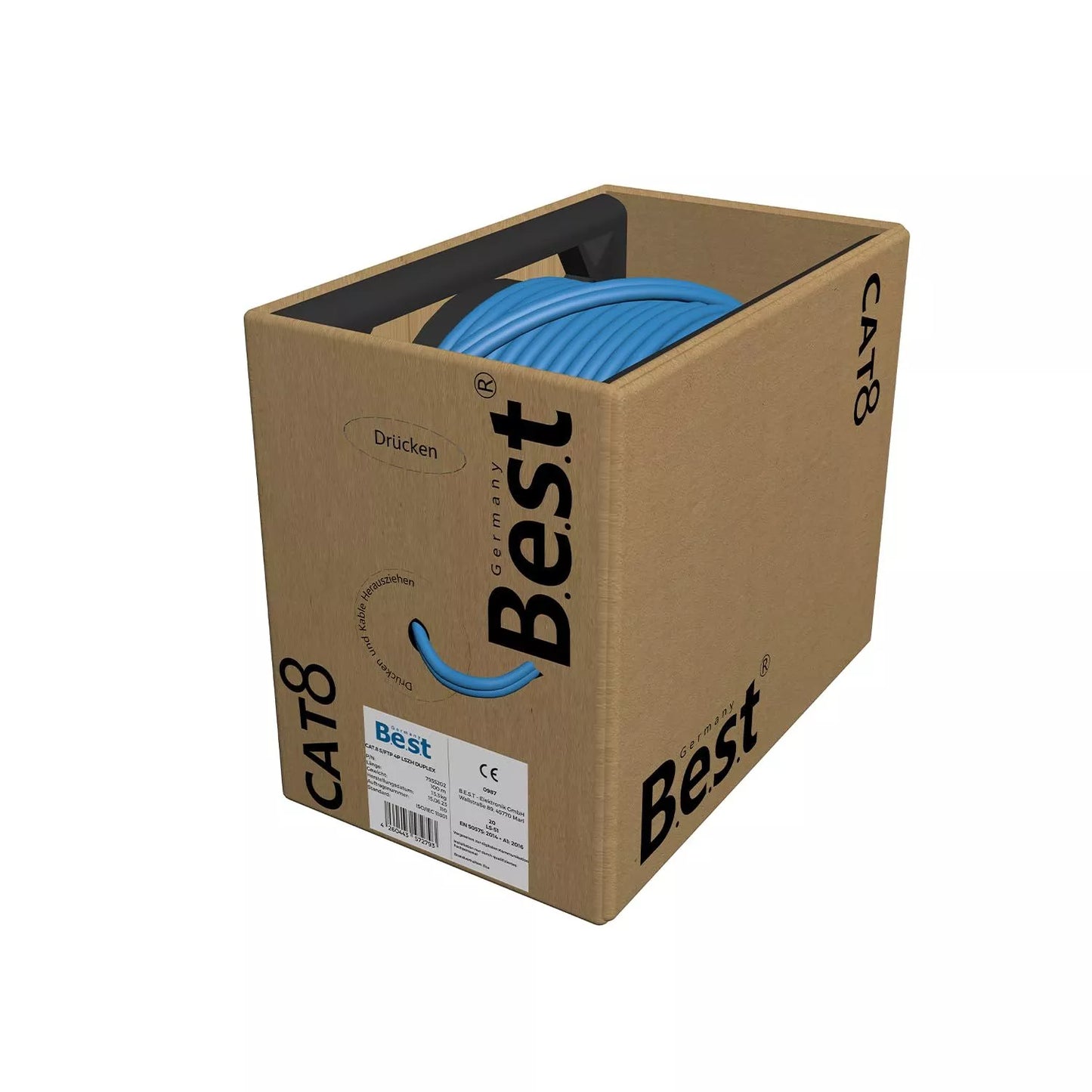 100m Germany B.e.s.t. CAT 8 Duplex Netzwerkkabel Verlegekabel 40 Gbit/s CAT8 Datenkabel CAT8.1 LAN