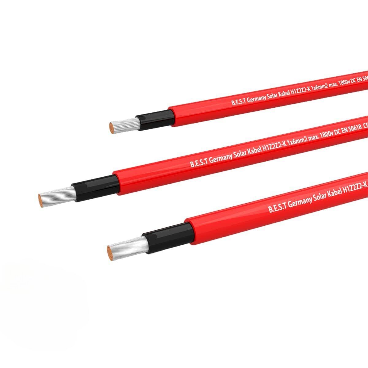 Solarkabel 6 mm² – 100 Meter – Rot – UV-beständig, flexibel, TÜV-zertifiziert für Photovoltaikanlagen