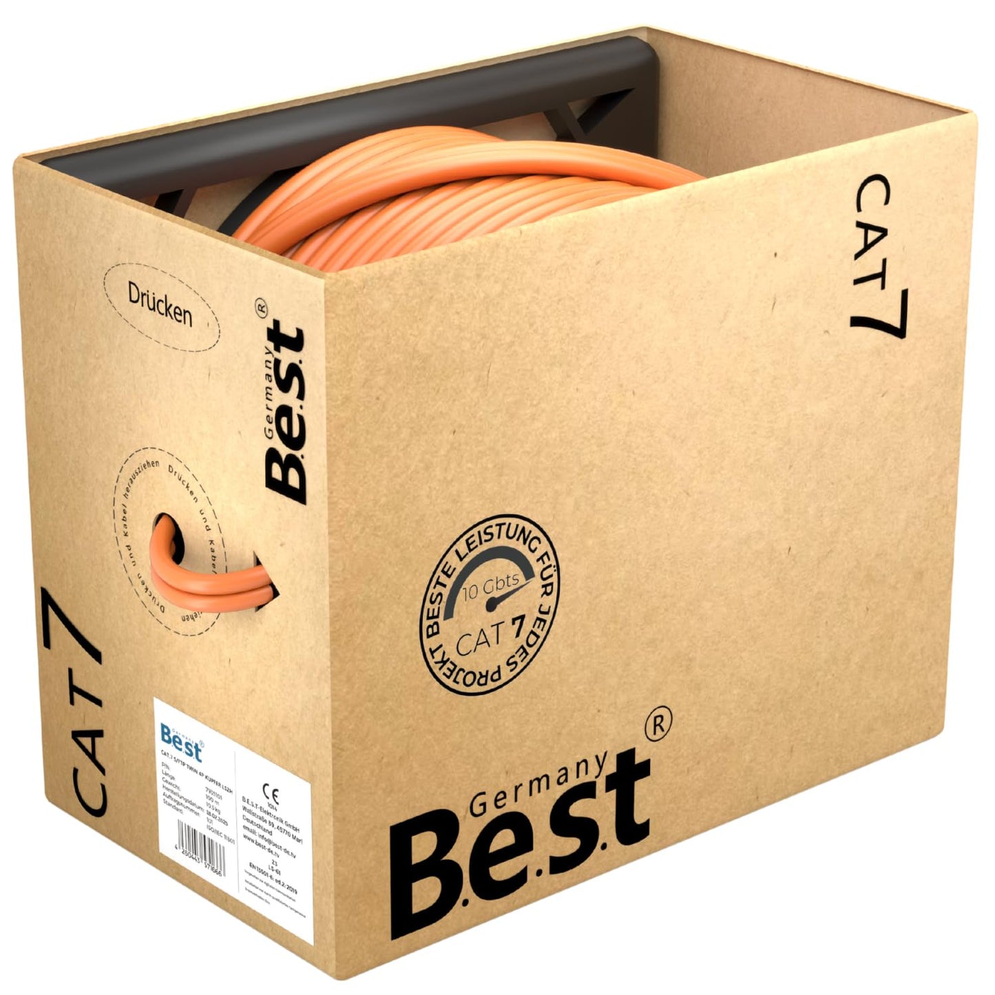 100m Germany B.e.s.t CAT 7 Verlegekabel Duplex Best Gigabit Netzwerkkabel Kupfer LAN 1000Mhz S/FTP Kat 7