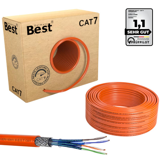 100 m Germany B.e.s.t. CAT.7 Verlegekabel Gigabit Netzwerkkabel KUPFER Lan 1000Mhz S/FTP