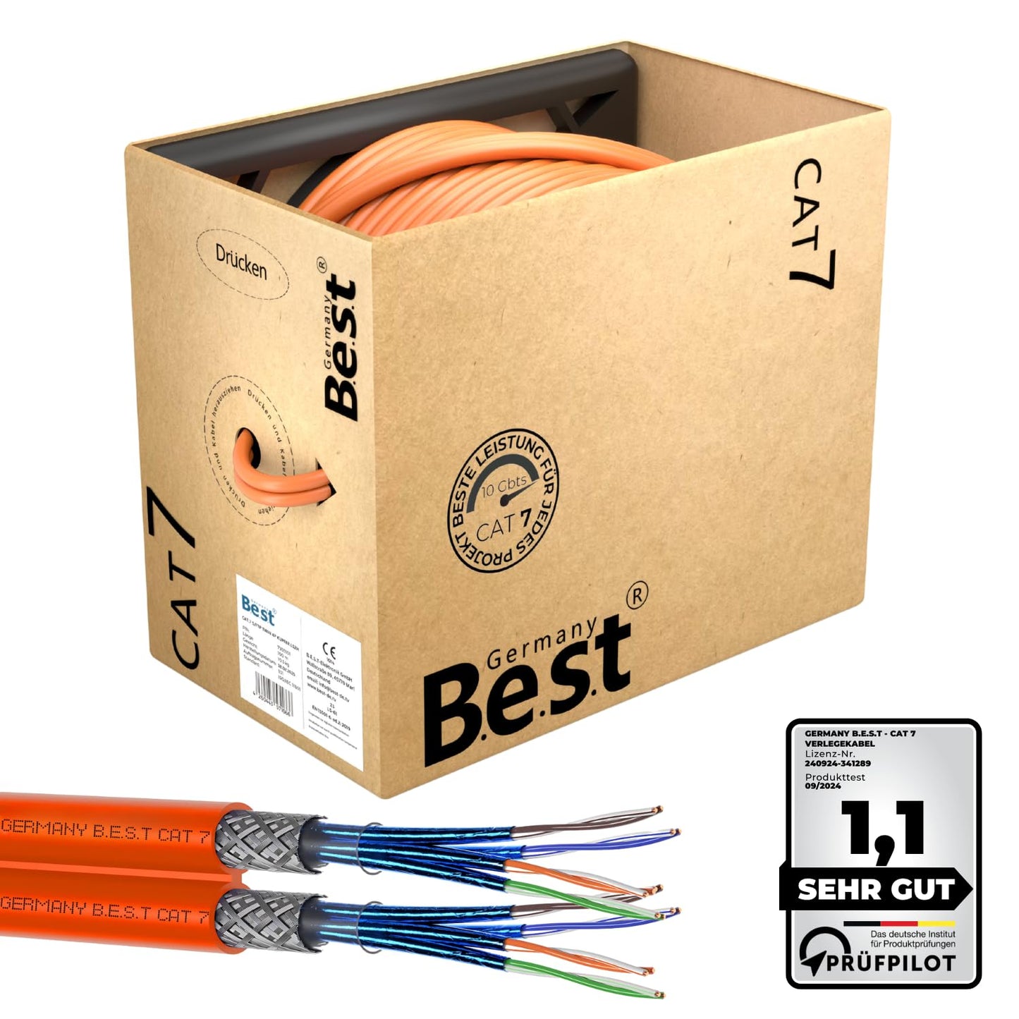 100m Germany B.e.s.t CAT 7 Verlegekabel Duplex Best Gigabit Netzwerkkabel Kupfer LAN 1000Mhz S/FTP Kat 7