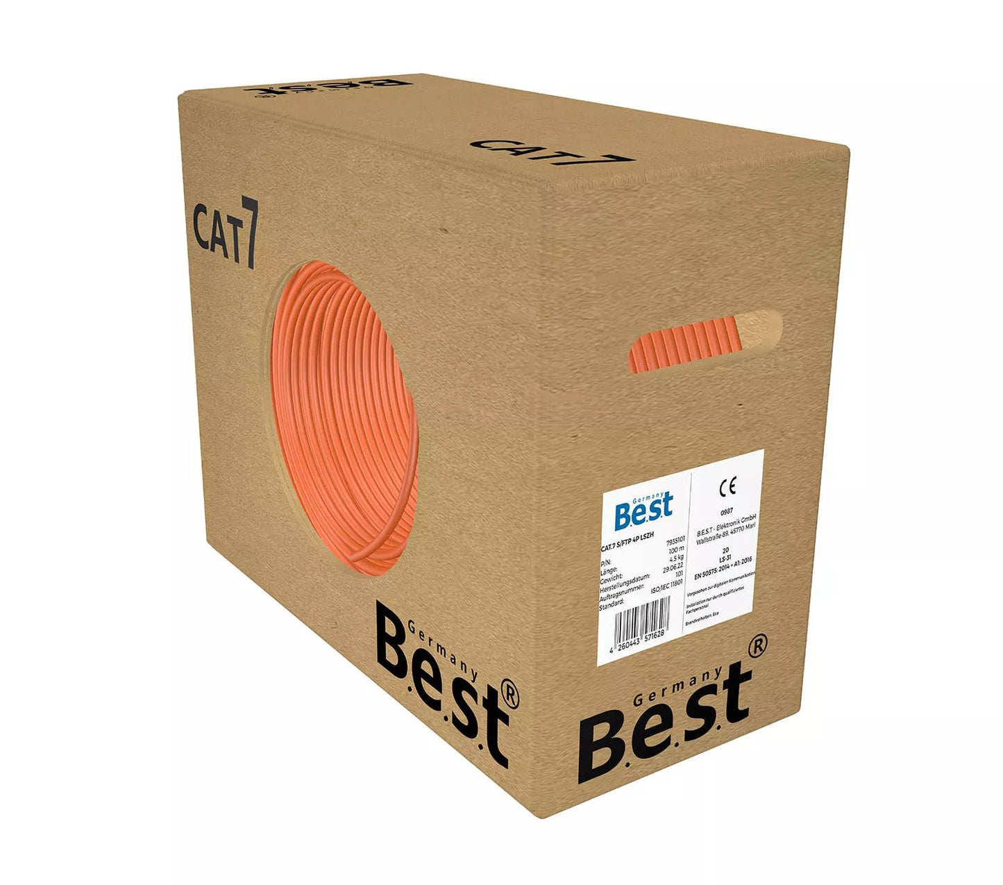 100m Germany B.e.s.t CAT 7 Verlegekabel Simplex Gigabit Netzwerkkabel KUPFER
