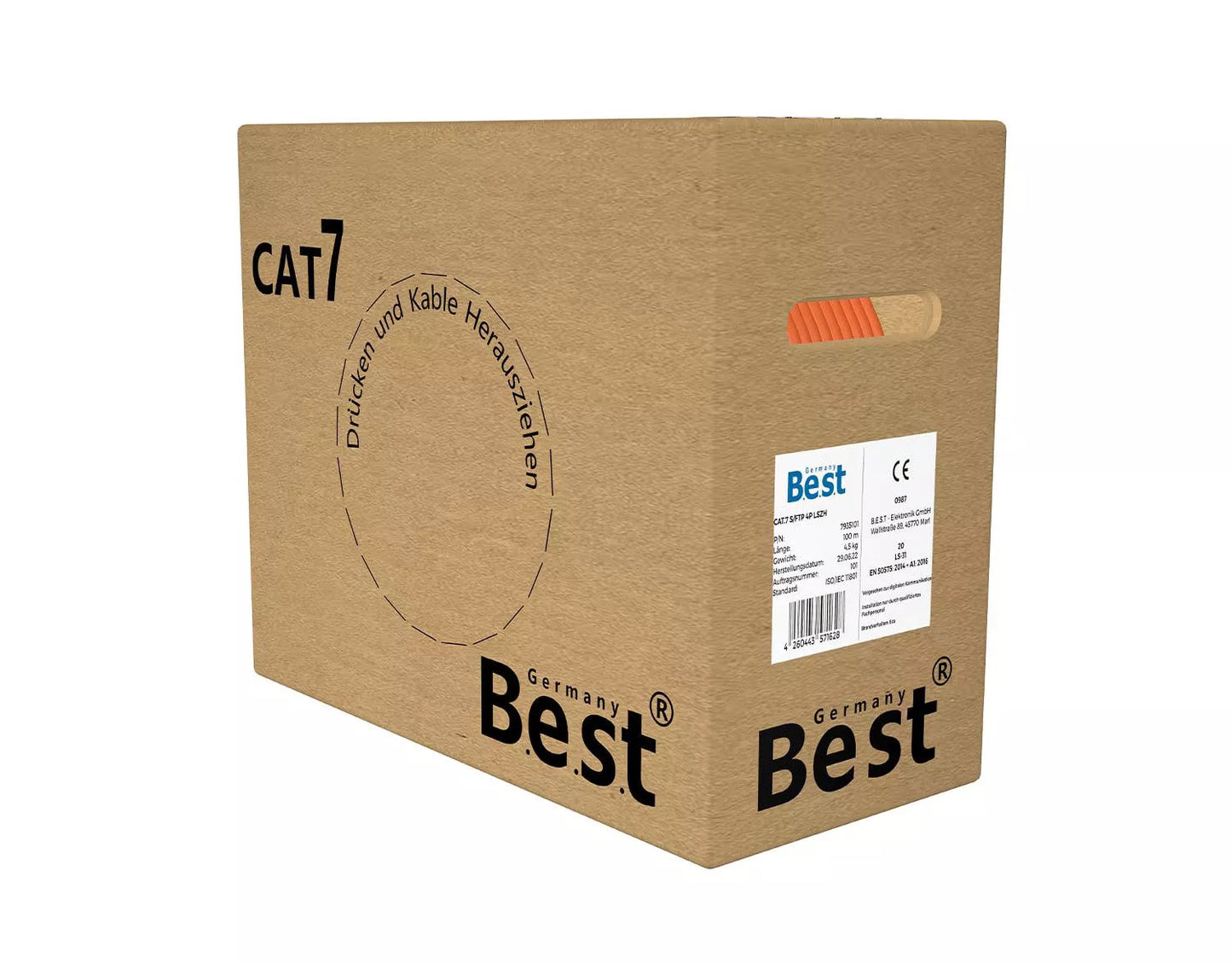 100m Germany B.e.s.t CAT 7 Verlegekabel Simplex Gigabit Netzwerkkabel KUPFER