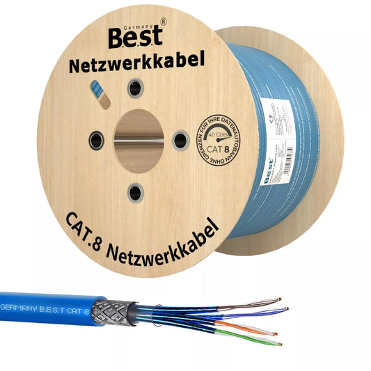 500M CAT 8 LAN Kabel  Netzwerkkabel Verlegekabel Kupfer Ethernetkabel S/FTP 40 Gbit/s Kat 8 reines Kupfer Datenkabel PoE++ LSZH Datenkabel Simplex