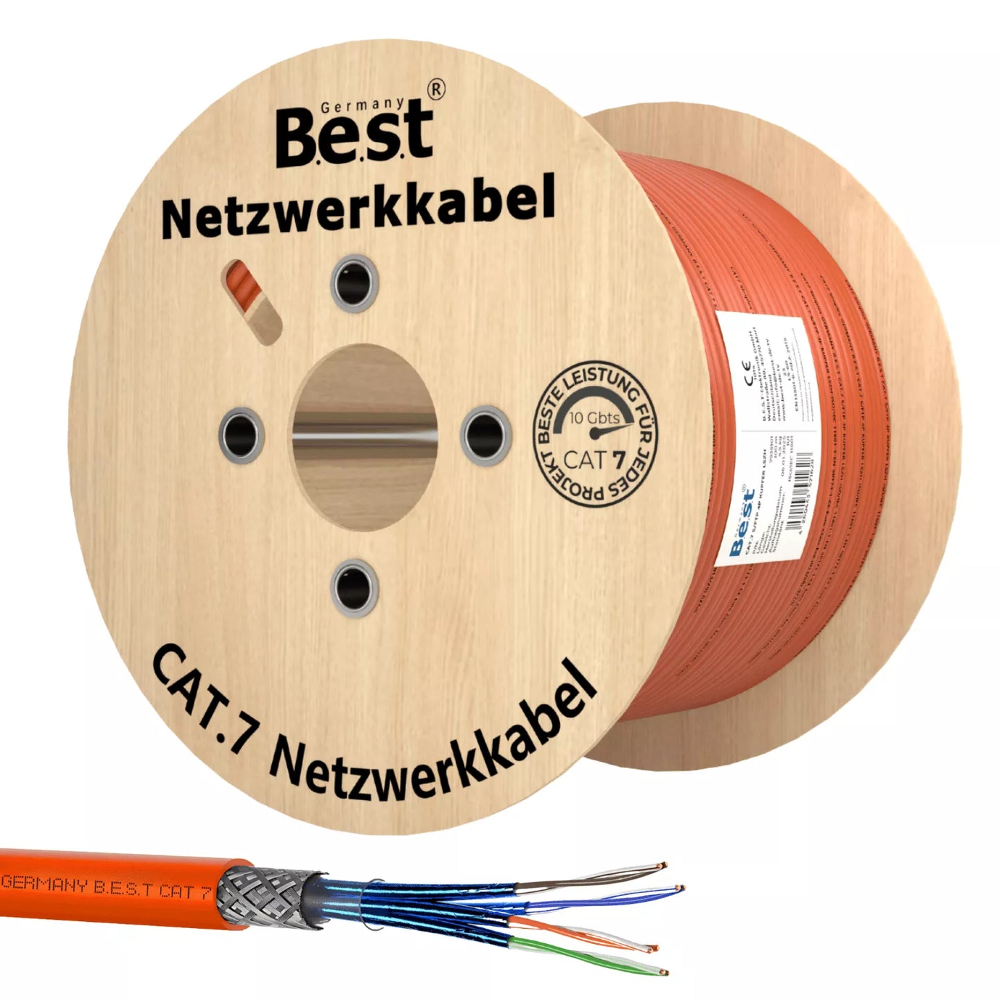 500m Germany B.e.s.t CAT 7 Verlegekabel Simplex Gigabit Netzwerkkabel KUPFER