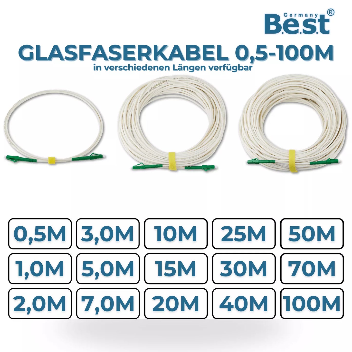 Glasfaserkabel LC/APC Simplex LWL Patchkabel LSZH 0,5–100m – Lichtwellenleiter