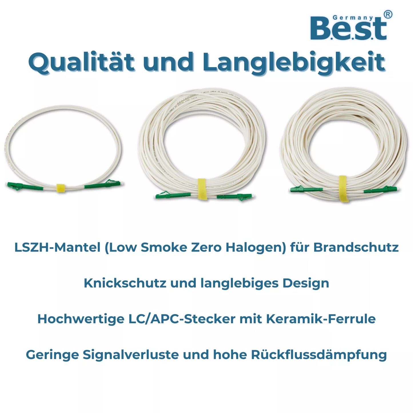 Glasfaserkabel LC/APC Simplex LWL Patchkabel LSZH 0,5–100m – Lichtwellenleiter