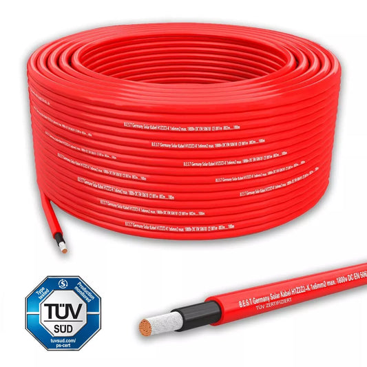 Germany B.E.S.T Solarkabel Solarleitung 4mm² reines Kupferkabel H1Z2Z2-K PV Rot