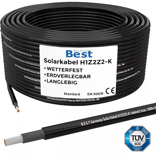 Germany B.E.S.T Solarkabel Solarleitung 4mm² reines Kupferkabel H1Z2Z2-K 20m PV Schwarz