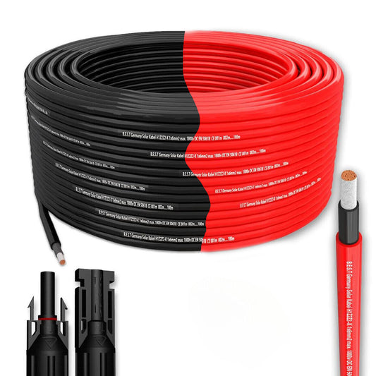 Solarkabel Solarleitung 6mm² Photovoltaik PV Kabel + 10 Stecker