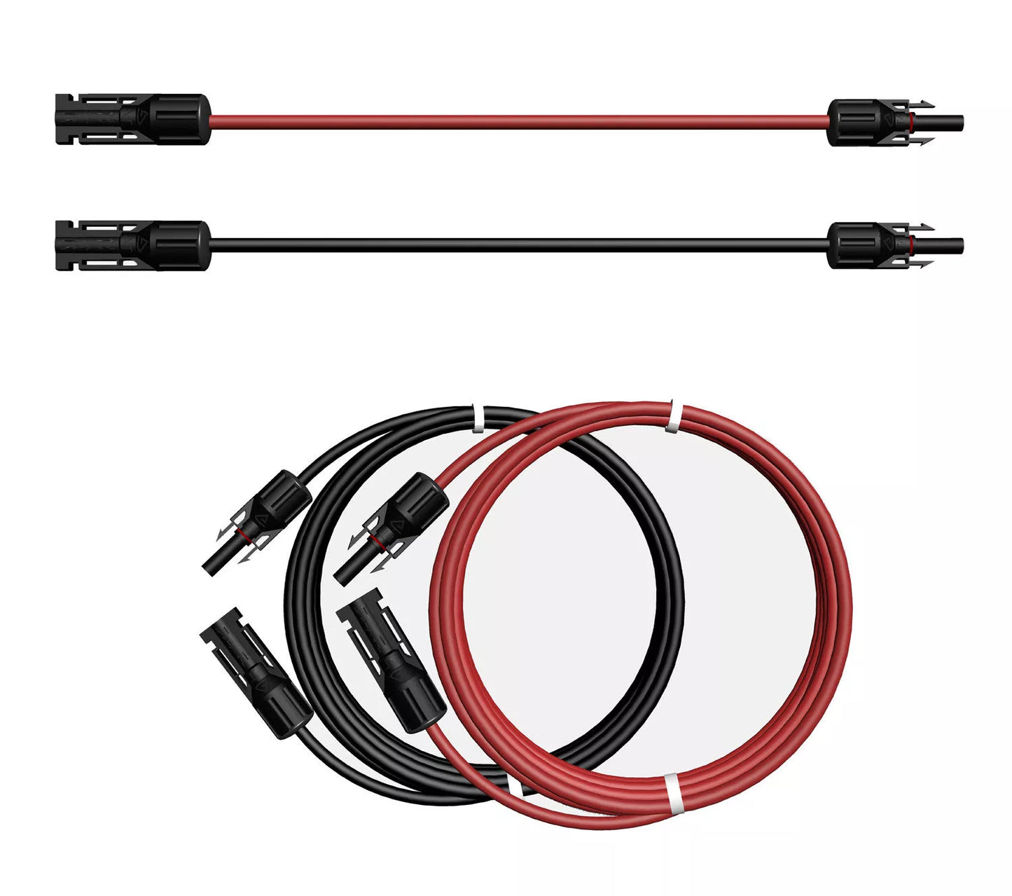 Solarkabel Verlängerungskabel 2x4mm² mit Solarsteckern – Rot & Schwarz